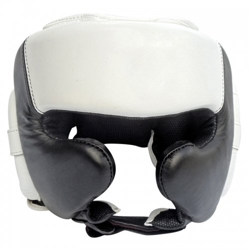 Full Face Boxing Head Guard – PU Leather – Black & White  Combat Sports Equipment Factory